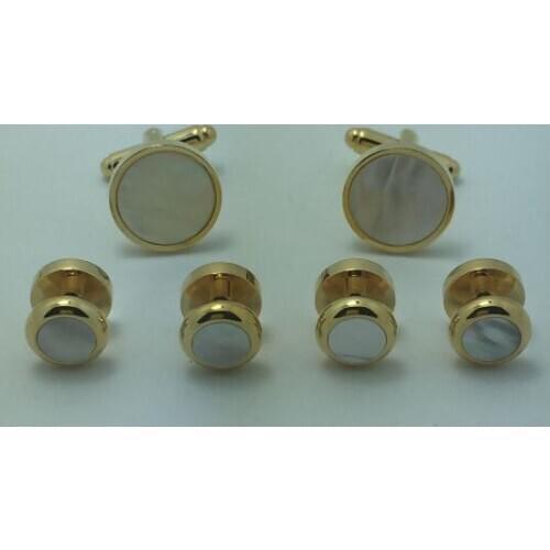 Cufflinks Tuxedo Studs Set Colorful Natural Sea Shell Cufflink Studs Set Men Cufflinks Tuxedo Studs Set Wholesale 5 Sets/lot