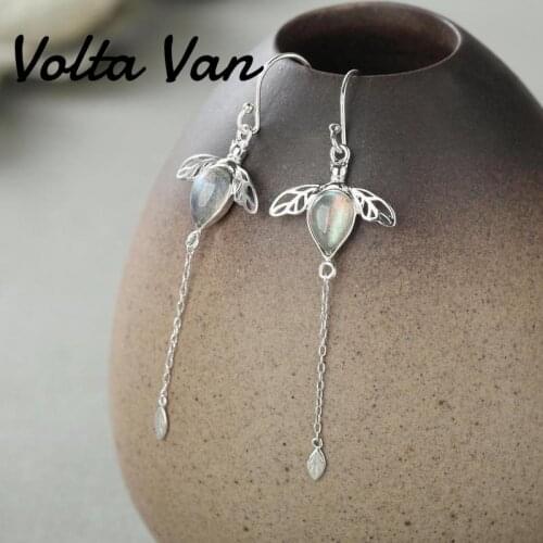 Volta Van Moonstone Drop Earrings 925 Sterling Silver 2021 New Pendientes Plata Elegant Bee Trendy Concise Fashion Earrings