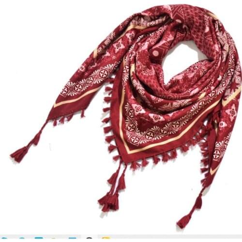YLWHJJ Women Autumn Winter Scarf Fashion Print Triangle Scarves for Ladies Knitted Shawl Wrap Tassel Female