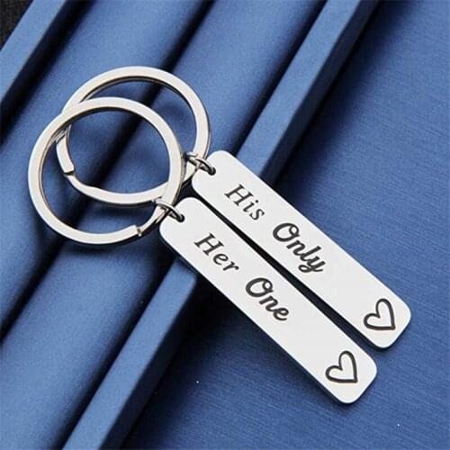 1 Pair Couple Keychain Boyfriend Girlfriend Husband Wife Anniversary Birthday Gifts Keyring for Him Her-his only, her one
