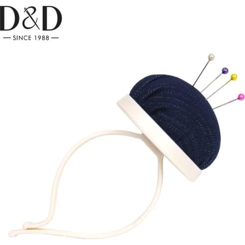 1pc Needle Pin Cushion Blue Ball Shaped Fabric Elastic PinCushion with Plastic Wrist Cross Stitch Sewing Tool Accessories