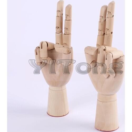 10" Wood Crafts Large Wooden Human Hand Toy Flexible Hand For Pinceis Drawing Model Sketch Model Mannequin Art Supplies