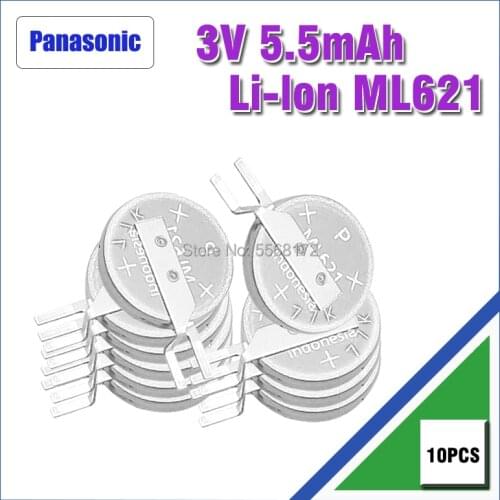 10pcs Original Panasonic ML621 ML 621 replace MS621 3V 5.8MAH Rechargeable Battery FOR Computer memory backup power supply
