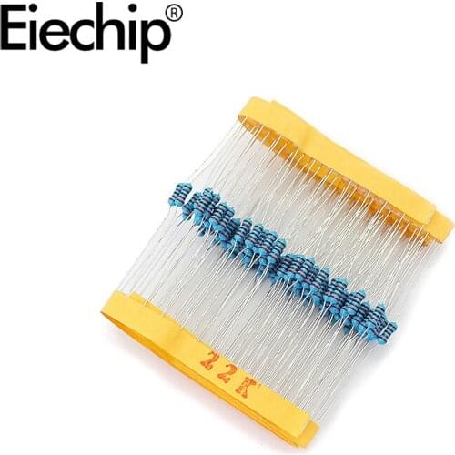 100pcs/lot 1/4W 1% Metal film resistor 0.25W resistance 22K ohm Throught Hole