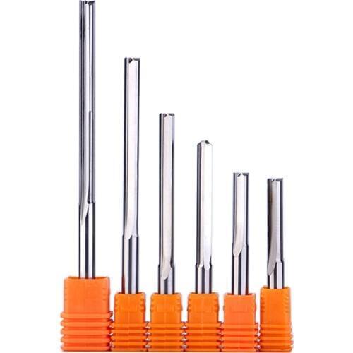 2pcs 5/6/8/10mm SHK Two Flutes Straight Slot Carving Tool Double Flutes CNC Router Bit Straight Engraving Cutters Wood MDF tools