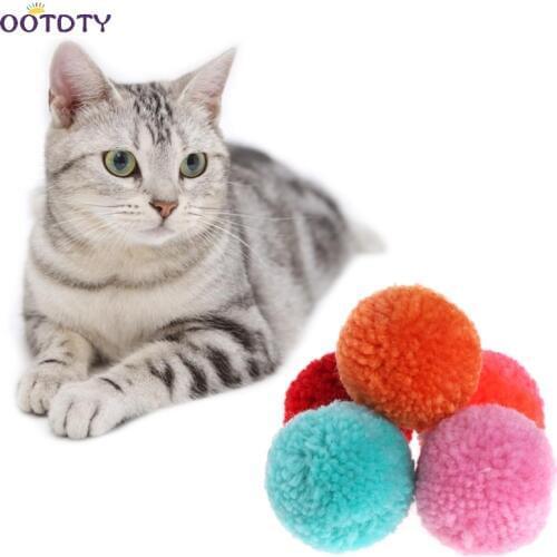 5 Pcs Cat Toy Plush Balls Assorted Pet Game Kitten Interactive Soft Candy Color