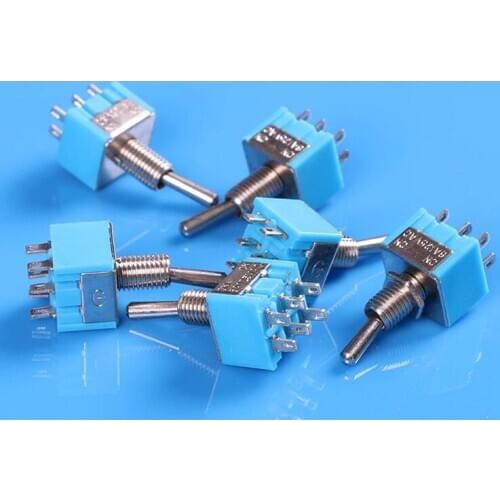 5Pcs/Lot Mini Mts-203 6-Pin G104 On-Off-On 6A 250V Toggle Switches Good Quality
