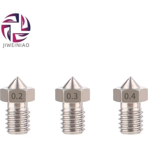 5pcs/lot V5 V6 Stainless Steel Nozzle 0.2mm 0.3mm 0.5mm 0.4mm 0.6mm 0.8 Threaded M6 3D Printers Parts 1.75mm 3.0mm Filament Part