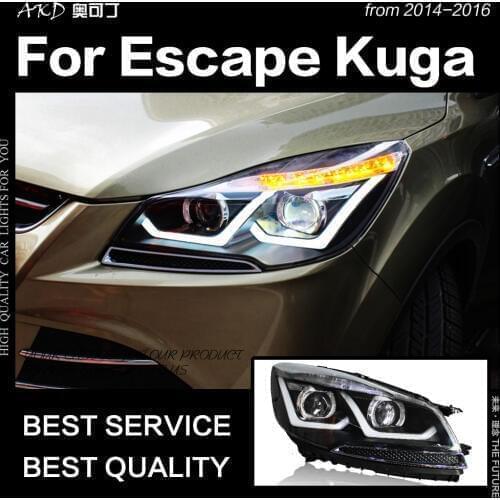 AKD Car Styling for Ford Escape Headlight 2014-2016 Kuga LED Headlight DRL Hid Head Lamp Angel Eye Bi Xenon Beam Accessories