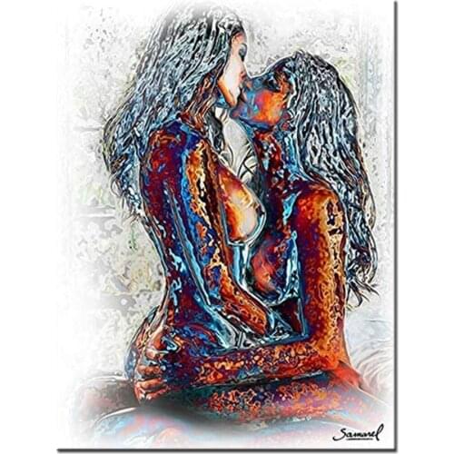 Diy 5d diamond painting Girl Kiss Girl rhinestones,Round,New diamond embroidery Different Couple,diamond mosaic Set,I85