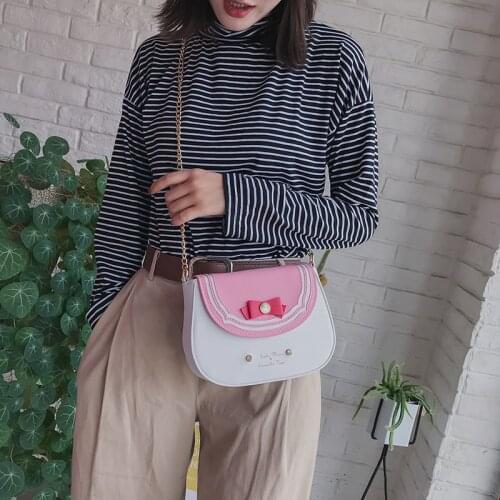 Anime Sailor Moon: Luna Cartoon One-shoulder Diagonal Lady Bag Cute Bowknot Chain Flip Bag Water Ice Moon Bag Student Handbag