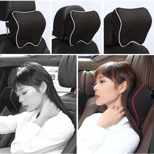 Headrest Car Neck Pillow Seat Lumbar Pillow In Auto Back Head Rest Memory Foam Fabric For Chair Travel Support Cushion Covers