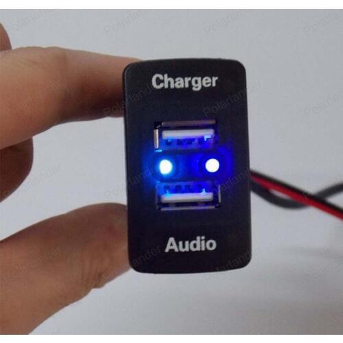 USB Interface 5V 2.1A Output Audio input Socket Car Charger for H/onda c/ivic c/rv f/it a/ccord h/rv