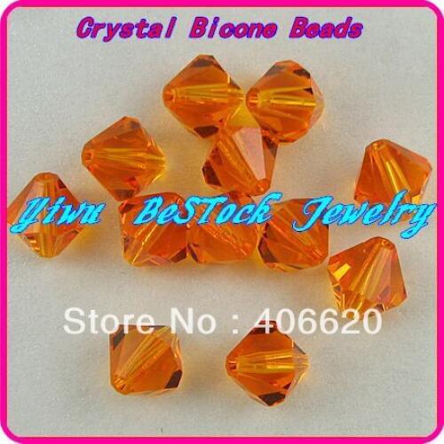 Free Shipping, 288pcs/Lot 6mm orange color Chinese Top Quality Crystal Bicone Beads