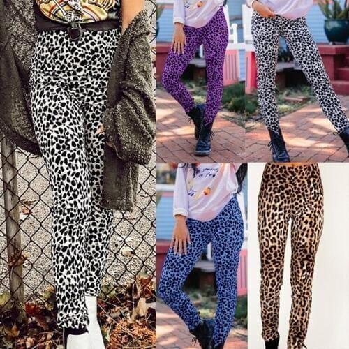 BKLD 2019 Winter Vintage Leopard Print Pants Women Five Colors Breathable High Waist Warm Slim Long Pants Sports Loose Leggings