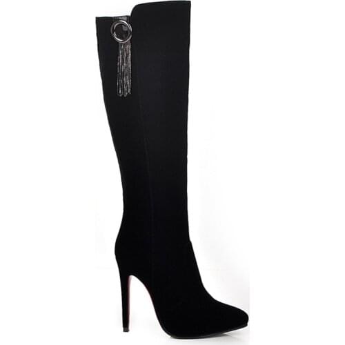 Big Size 9 10 11 12 boots women woman winter boots women women shoes botas Side zipper tassel pendant