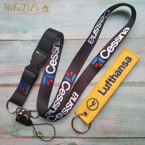 2 PCS Yellow Lufthansa Keychain Cessna Lanyards Neck Strap for Phone Chaveiro llavero for ID Card Holder Sleutelhange Trinket