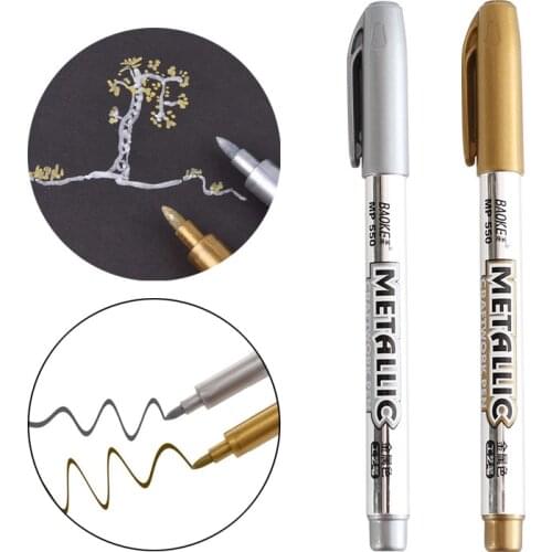 DIY Metal Waterproof Permanent Paint Art Marker Pens Manga Drawing Markers School Office Gold and Silver
