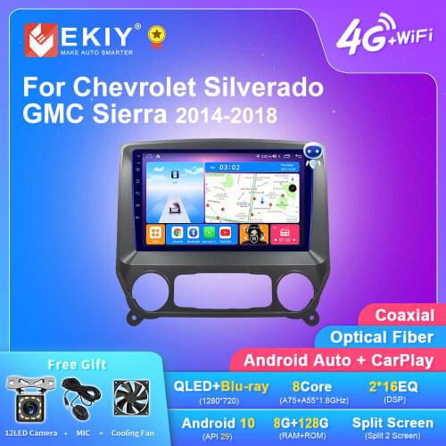EKIY LTE IPS DSP Android 10 Car Radio Multimedia Player 6G+128G For Chevrolet Silverado GMC Sierra 2014-2018 GPS Navi BT FM DVD