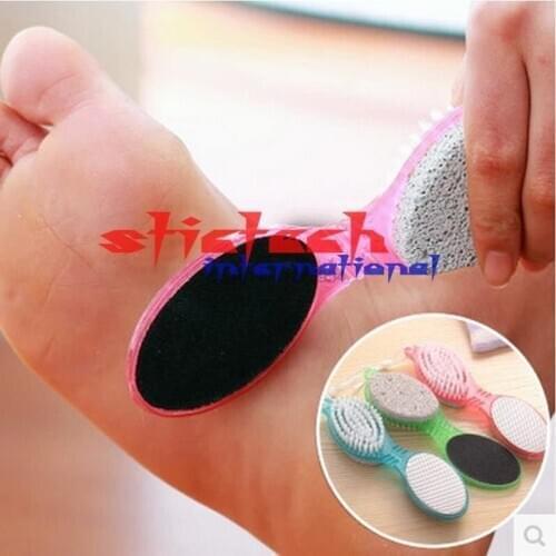 By ems or dhl 200pcs 2016 New 4 IN 1 Foot Care Callus Brush Pumice Scrubber Pedicure Exfoliate Remover