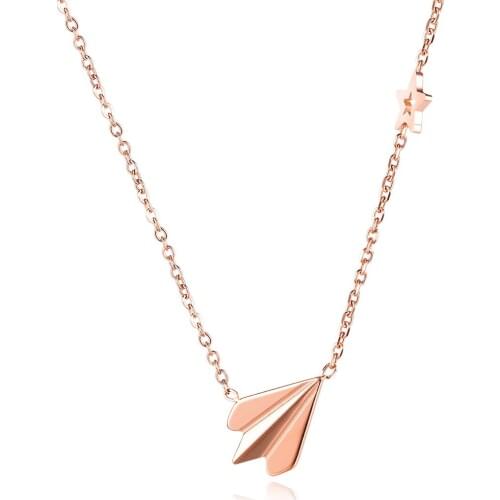 FATE LOVE Brand Women Statement Charm Necklaces & Pendants Rose Gold Color Stainless Steel chain Fashion jewelry
