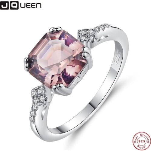S925 Sterling Silver Ring Light Brown Morganite Womens Engagement Ring Jewelry