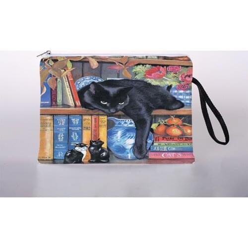 Oil painting cat cosmetic bag ladies mini cosmetic bag storage bag travel storage bag handbag