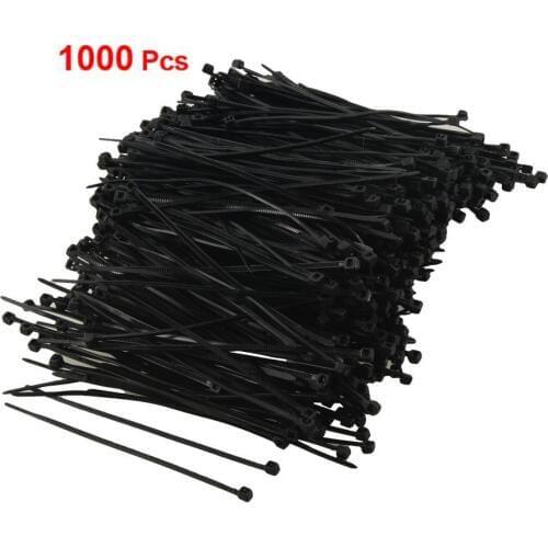 Hot 1000 Pcs Black Plastic Cable Zip Tie Fasten Wrap 95mm x 2mm