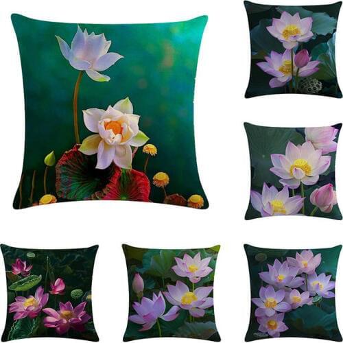 Cushion Cover Flower Decorative Pillowcase Lotus Sofa Housse De Coussin Cojines 45X45CM ZY316