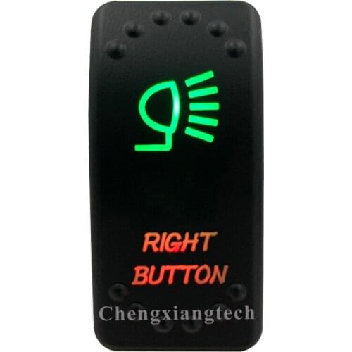 12v 24v, On Off, Up Green & Down Red Led Backlit - Right Button - Laser Rocker Switch for Car Boat Truck Bus Push Switch