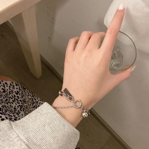 Simple Rectangular Round Bead Pendant Bracelet For Women/Men Fashion Metal Bracelet Party Fine Jewelry Gift Accessories