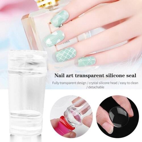 Transparent Nail Stamper Double Head DIY Silicone Stamp Scraper Seal Nail Stamping Printing Tips Tool for Home Use