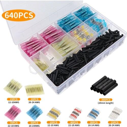 Dropshipping 50/100/250pcs Heat Shrink Butt Solder Sleeve Wire Connectors Terminals Waterproof Tube Electrical Wire Insulated