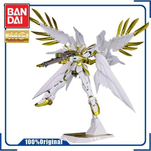 BANDAI MG 1/100 XXXG-00W0 WINGZERO GUNDAM Metal Coloring Assembly Model Action Toy Figures Gifts for Children