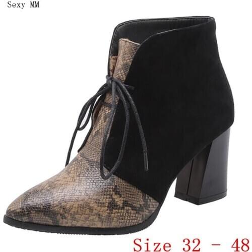 Spring Autumn High Heels Women Ankle Boots High Heel Shoes Woman Short Boots Small Plus Size 32 - 48