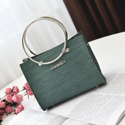 New Fashion Solid Color Chain Crossbody Bags Top Round Metal Handle Simple Shoulder Bag Mini Composite Bag