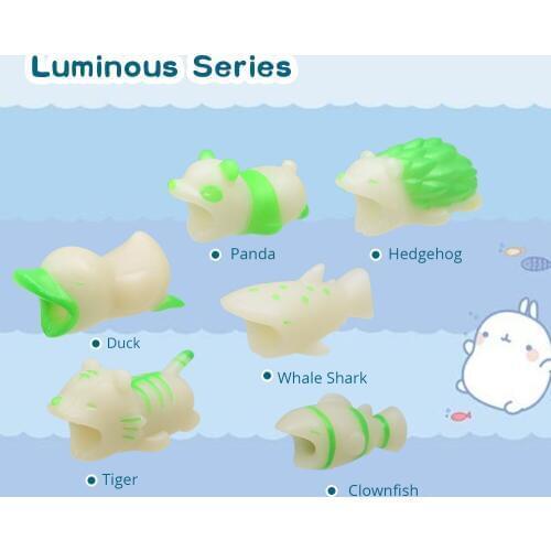 TISHRIC Luminous USB Charger Bite Animal Cable Protector chompers organizer for Iphone Winder Phone holder Accessory Panda Duck