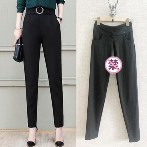 Outdoor Sex Pants Clothes Office Work Formal Pants Women High Waist Black Trousers Female Spring Autumn Sexy Erotic Costumes