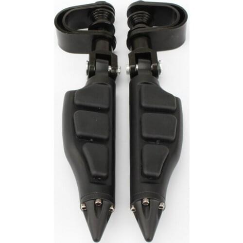 1 Pair Universal Motorcycle 1-1 1/4" Black Engine Guard Footrest With Mount Clamp Foot Pegs Fit For Harley Chopper Bobber Custom