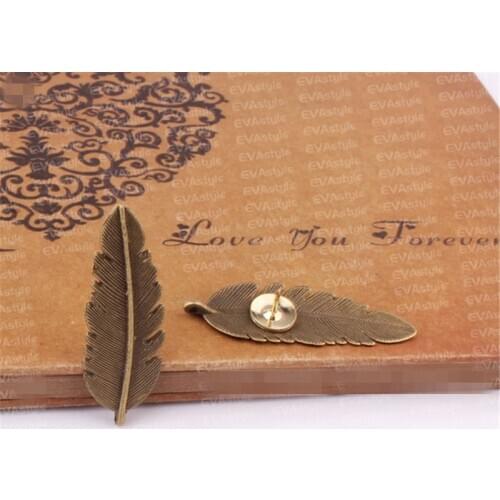 Vintage Feather Pushpin Thumbtacks Leaf Shape Push Pins Decoration Tack Pins Photo Wall Nails Office Binding Music Stationery