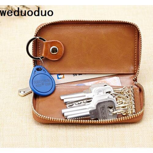 Weduoduo High Quality Key Wallet Vintage Coin purse Fashion Key Ring Casual Key Chain Car Women Men Genuine Leather Cow Leather