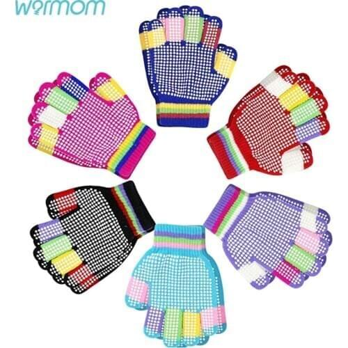 Warmom Non-slip Winter Warm Gloves Color Dot Particles Outdoor Sports Ski Gloves Infant Toddler Hand Warmer Newborn Accessories