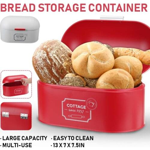 Galvanized Iron Bread Box for Kitchen, Bread Bin, Bread Storage Bread Holder, 340x195x180mm
