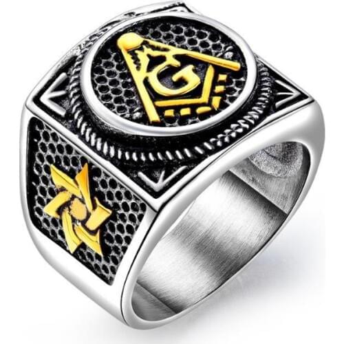 Jewelry Mason Signet Ring Gold Color Freemason Masonic Rings for men Stainless Steel Freemasons Jewelry bague femme