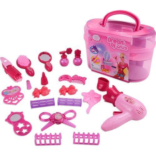 Girls DIY Fun Makeup Toy Cosmetics Children Playing Toy Hairdressing Jewelry Box Enlighten Hair Clip Perfume Mirror Series