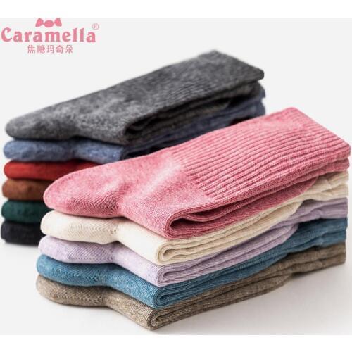 Caramella 1Pair Fall Winter Women Loose Socks 22 Colors Soft Cotton Ladies Spring Socks Trend Korean Style and Matching Hot Sale