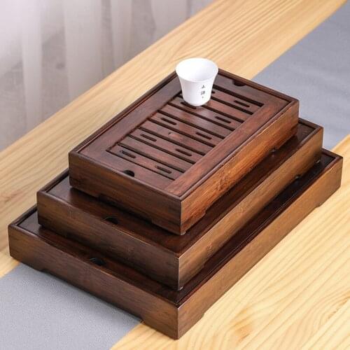 1Pc Tea Table Service Tray Bamboo Tea Tray Accessories Rectangular Tea Tray Storage Type Tray Simple Tea-Things Storage Tray MJ