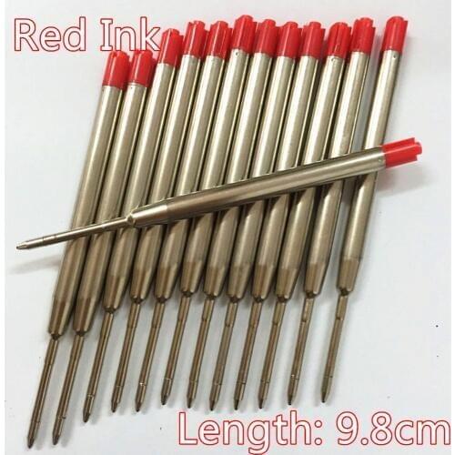 10pcs/International Standard ballpoint pen Refill Metal red Ink 0.5mm Sign Pens Refills School Office Supplies