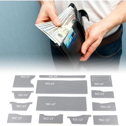 13pcs Universal Leather Short Style Money Clips Bag Women Wallet Sewing Pattern Hard Stencil Template Craft DIY Tool