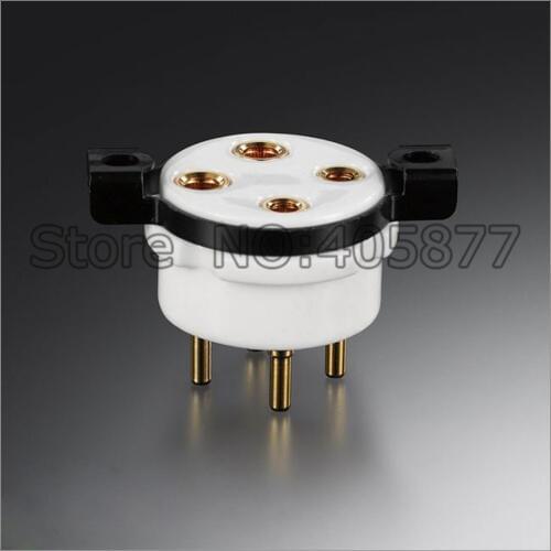 2PCS high quality ceramic 4pins tube socket for 2A3 300B PX4 5Z3P 5U4G 274A 45 71 GOLD PLATED BRASS PIN